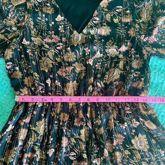 Vero Moda Floral Metallic Print Short Dress - M - Picture 10 of 15